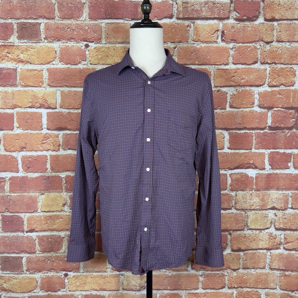 UNTUCKit Slim Fit Plaid Long Sleeve Button Down Shirt Men's XL Nylon Casual - Picture 3 of 11